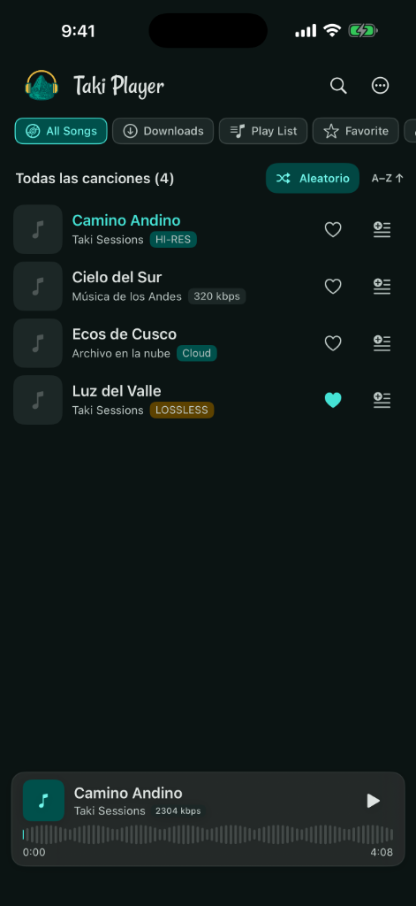 Taki Player en iOS